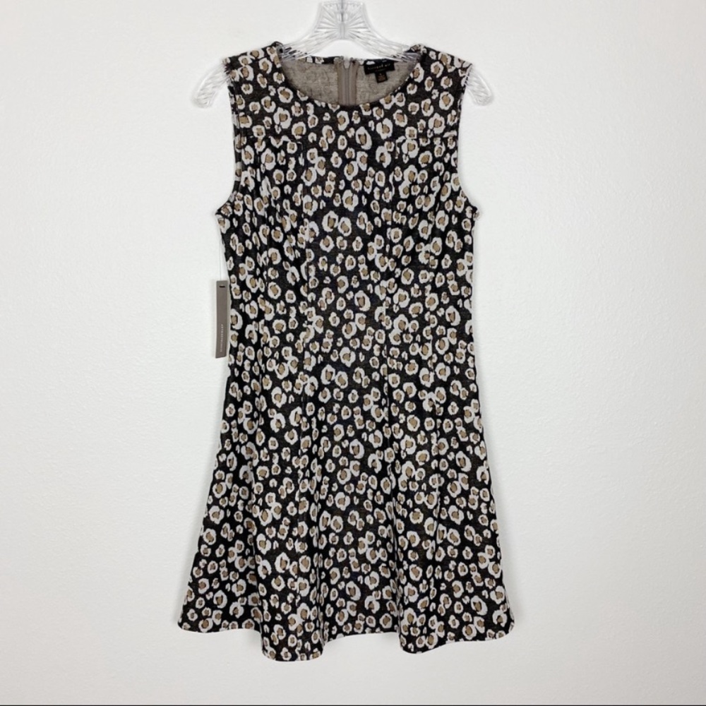 NWT Anthropologie Current Air Leopard Metallic Shimmer Fit & Flare Dress Small - Picture 3 of 10